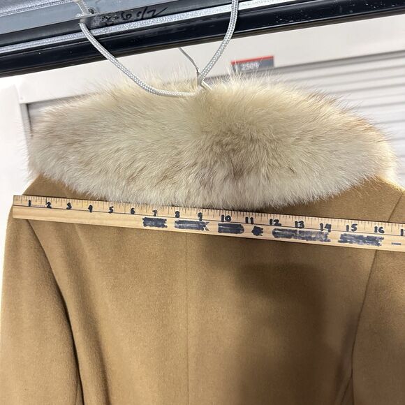 Vintage Regency Cashmere Coat Women Medium 70s Glam Fashion Fox Fur Long Brown - Picture 3 of 14